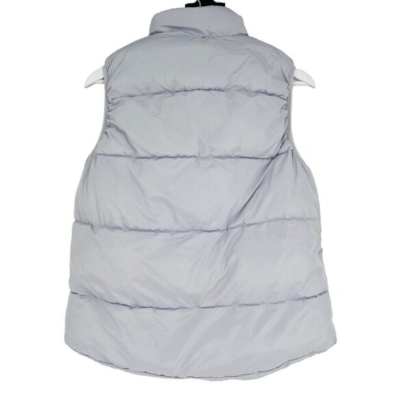 Little Bipsy Sherpa Lined Puffer Vest Big Kids Unisex Size M Ice Gray Zip Snap - Picture 5 of 7